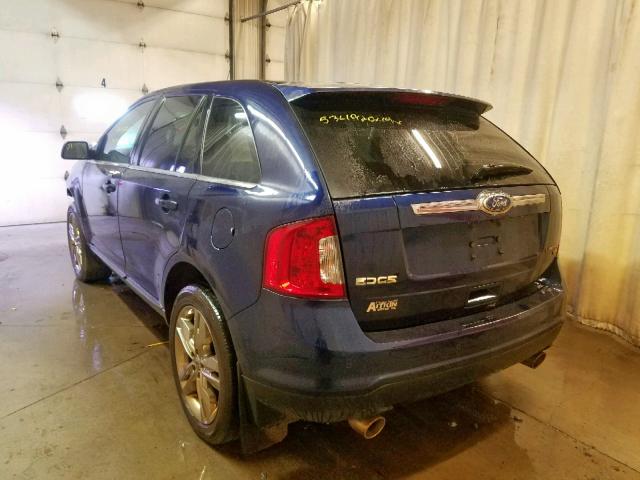 2FMDK4KC6BBB44384 - 2011 FORD EDGE LIMIT BLUE photo 3