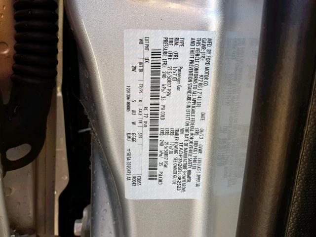 1FADP3N26DL382523 - 2013 FORD FOCUS TITA SILVER photo 10