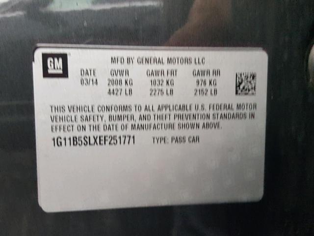 1G11B5SLXEF251771 - 2014 CHEVROLET MALIBU LS 石墨色 照片 10