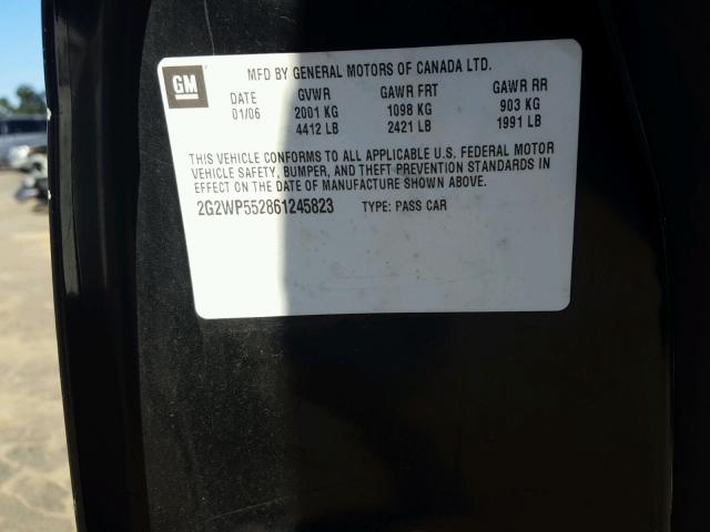 2G2WP552861245823 - 2006 PONTIAC GRAND PRIX BLACK photo 10