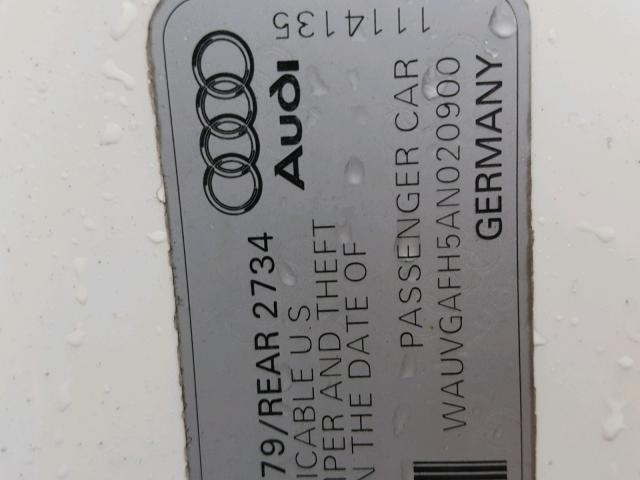 WAUVGAFH5AN020900 - 2010 AUDI S5 PRESTIG WHITE photo 10