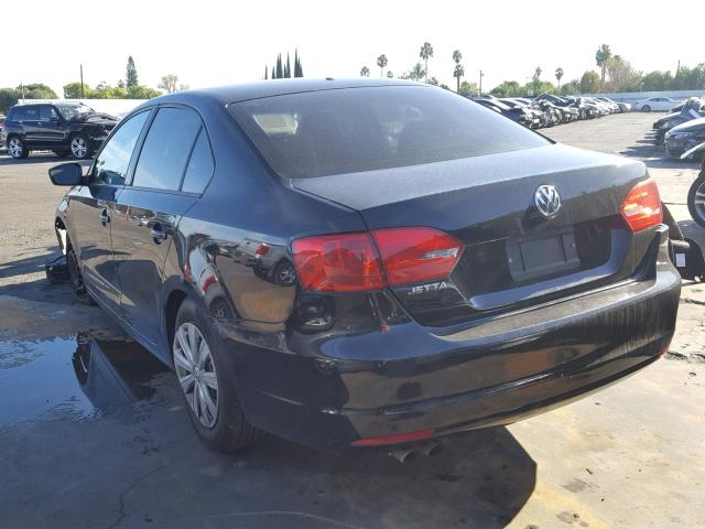 3VW2K7AJ7EM361570 - 2014 VOLKSWAGEN JETTA BASE BLACK photo 3