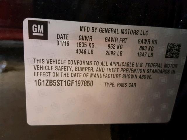 1G1ZB5ST1GF197850 - 2016 CHEVROLET MALIBU LS 黑色 照片 10