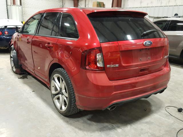 2FMDK3AK1BBA37956 - 2011 FORD EDGE SPORT RED photo 3