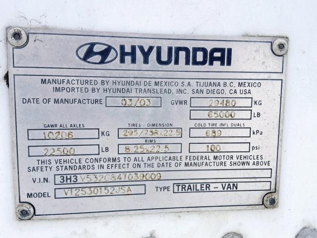 3H3V532C84T039009 - 2004 HYUNDAI DRYVAN WHITE photo 10