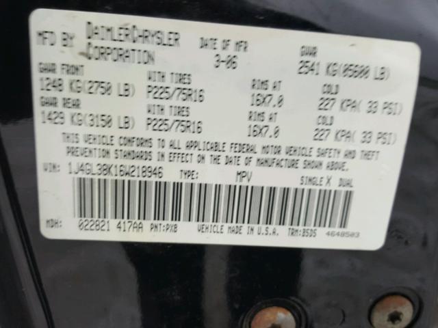 1J4GL38K16W218946 - 2006 JEEP LIBERTY RE BLACK photo 10