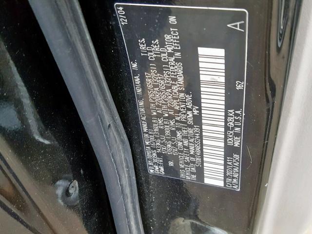 5TDBT48A85S244391 - 2005 TOYOTA SEQUOIA LI BLACK photo 10