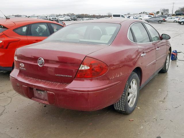 2G4WC532551343339 - 2005 BUICK LACROSSE C MAROON photo 4