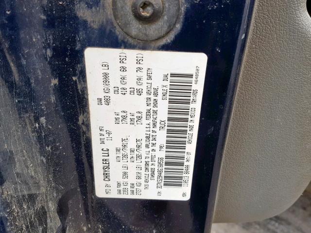 3D7KS29A48G160566 - 2008 DODGE RAM 2500 BLUE photo 10