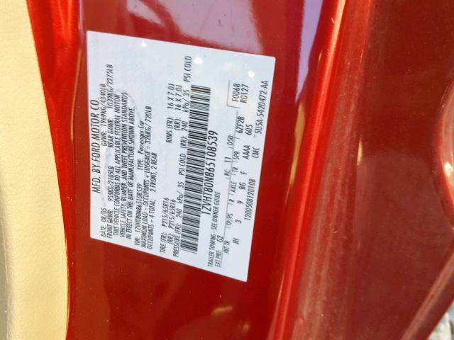 1ZVHT80N865108539 - 2006 FORD MUSTANG RED photo 10