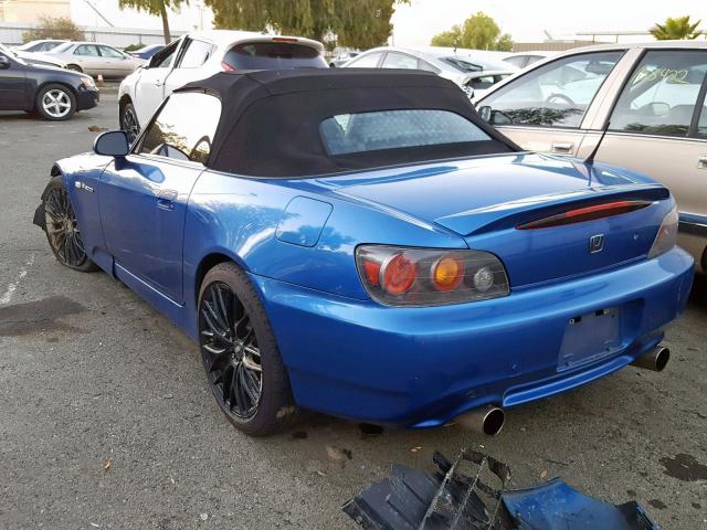 JHMAP21478S001593 - 2008 HONDA S2000 BLUE photo 3