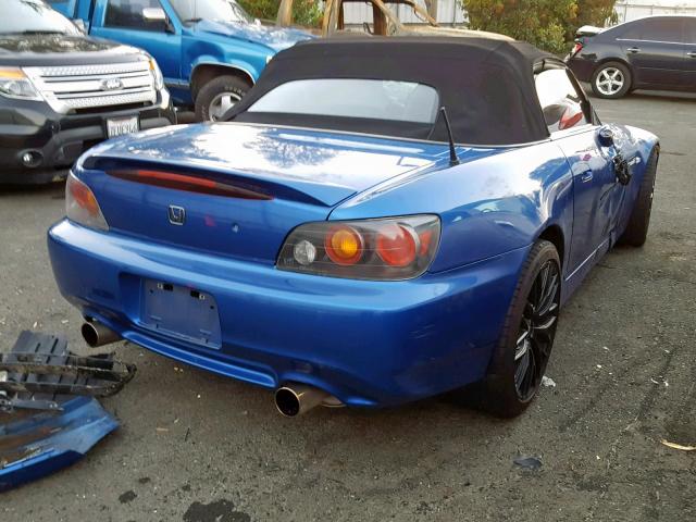 JHMAP21478S001593 - 2008 HONDA S2000 BLUE photo 4