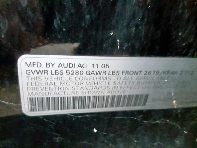 WAUDH74F16N112025 - 2006 AUDI A6 3.2 QUA BLACK photo 10