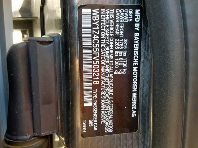 WBY1Z4C55FV503218 - 2015 BMW I3 REX თეთრი ფოტო 10