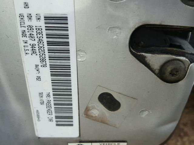 1B3ES46C62D528678 - 2002 DODGE NEON SE SILVER photo 10