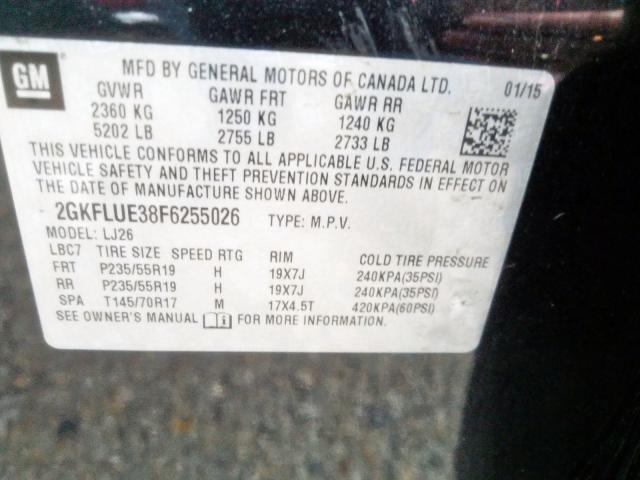 2GKFLUE38F6255026 - 2015 GMC TERRAIN DE BLACK photo 10