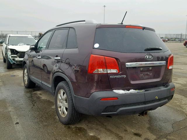 5XYKT4A15BG133686 - 2011 KIA SORENTO BA BURGUNDY photo 3