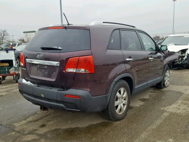 5XYKT4A15BG133686 - 2011 KIA SORENTO BA BURGUNDY photo 4