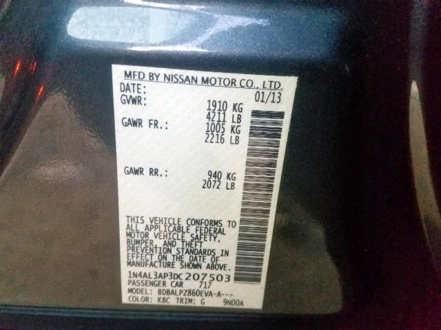 1N4AL3AP3DC207503 - 2013 NISSAN ALTIMA 2.5 BLACK photo 10