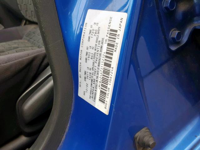 JM1BJ246731152324 - 2003 MAZDA PROTEGE PR BLUE photo 10