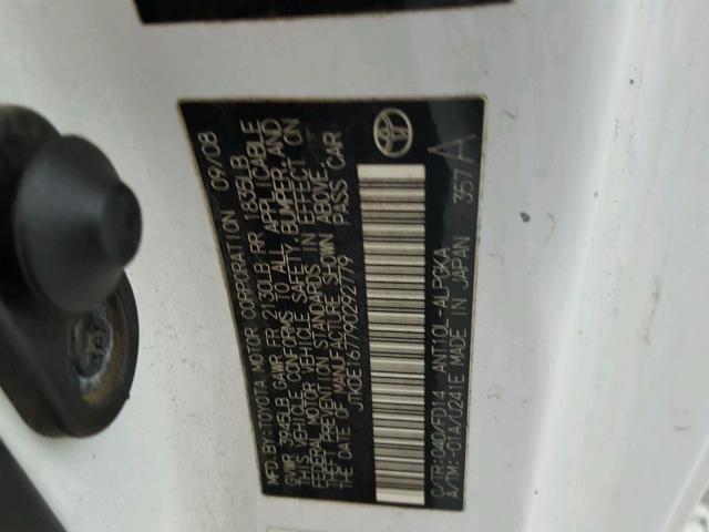 JTKDE167790292779 - 2009 TOYOTA SCION TC 白色 照片 10