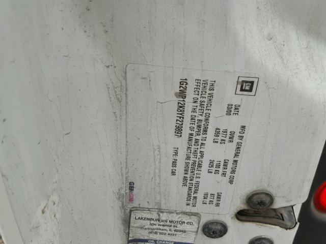 1G2WP12K8YF279897 - 2000 PONTIAC GRAND PRIX WHITE photo 10