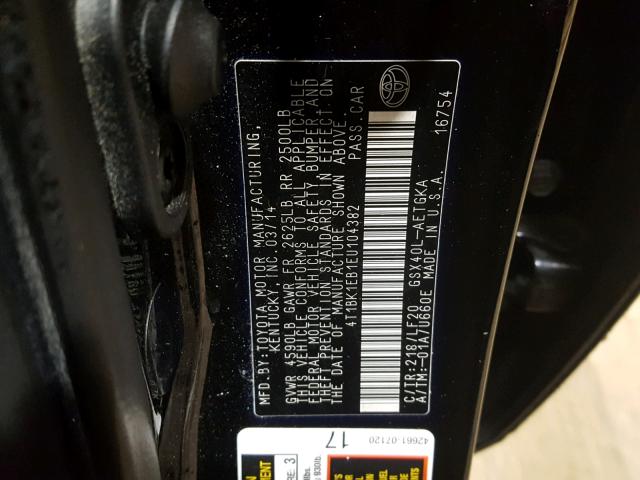 4T1BK1EB1EU104382 - 2014 TOYOTA AVALON BAS Qara foto 10