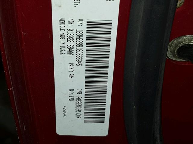 1B3HB28B18D666045 - 2008 DODGE CALIBER RED photo 10