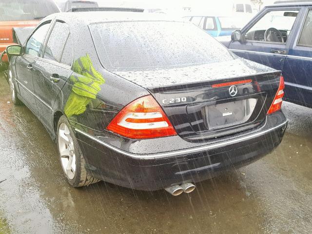 WDBRF52H67A956382 - 2007 MERCEDES-BENZ C 230 BLACK photo 3