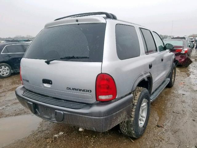 1B4HS38N72F212518 - 2002 DODGE DURANGO SP SILVER photo 4