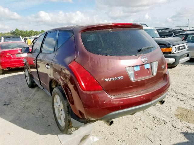 JN8AZ08TX5W330388 - 2005 NISSAN MURANO SL MAROON photo 3