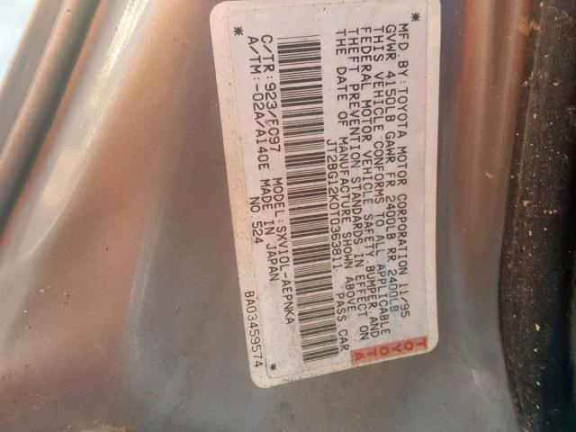 JT2BG12K0T0363811 - 1996 TOYOTA CAMRY DX GRAY photo 10