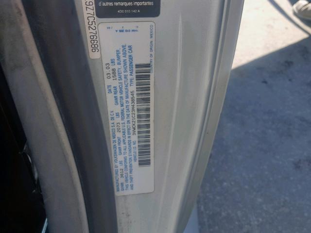 3VWCK21C23M438545 - 2003 VOLKSWAGEN NEW BEETLE Silber Foto 10