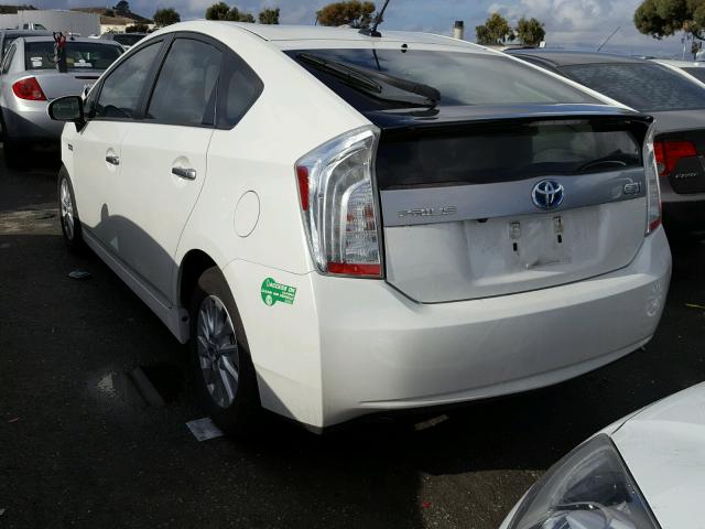 JTDKN3DP3E3063277 - 2014 TOYOTA PRIUS PLUG WHITE photo 3