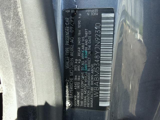 WBABM5348YJN92310 - 2000 BMW 328 CI GRAY photo 10