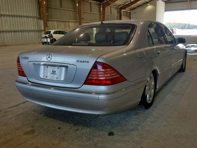 WDBNG83J23A381111 - 2003 MERCEDES-BENZ S 430 4MAT SILVER photo 4