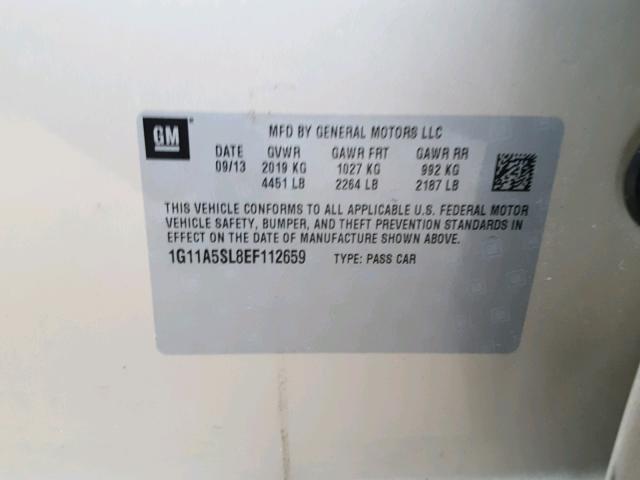 1G11A5SL8EF112659 - 2014 CHEVROLET MALIBU LS 金色 照片 10