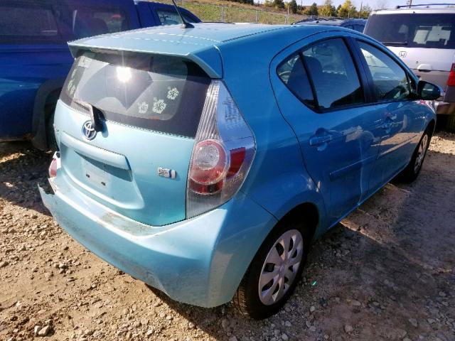 JTDKDTB38D1057763 - 2013 TOYOTA PRIUS C BLUE photo 4