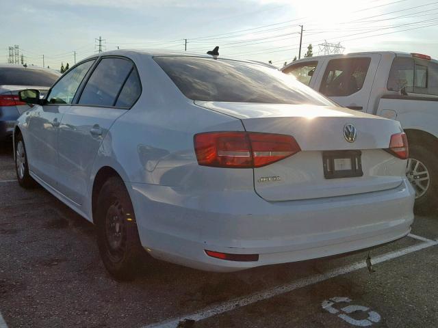 3VW2K7AJ0FM287832 - 2015 VOLKSWAGEN JETTA BASE WHITE photo 3