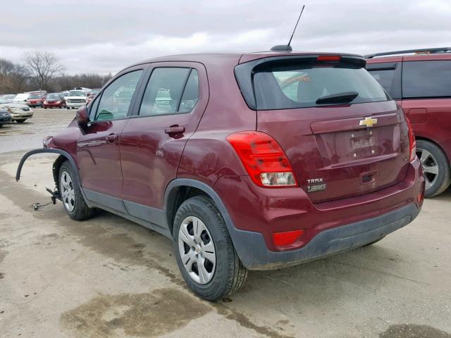 3GNCJKSB4HL149148 - 2017 CHEVROLET TRAX LS RED photo 3