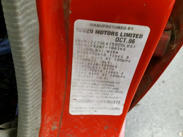 4S6CM58V5V4406177 - 1997 HONDA PASSPORT E 红色 照片 10