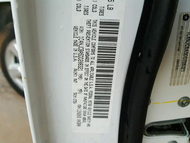 1C4NJCBA5DD208321 - 2013 JEEP COMPASS SP თეთრი ფოტო 10