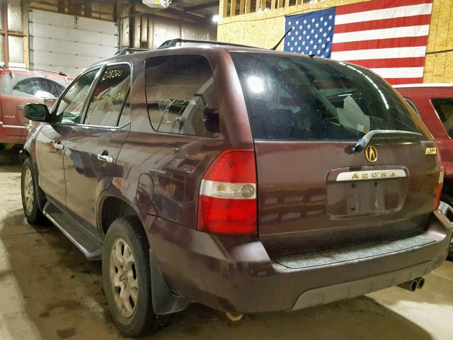 2HNYD18881H521207 - 2001 ACURA MDX TOURIN MAROON photo 3