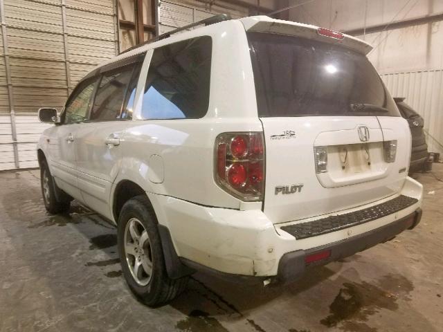 2HKYF185X7H507296 - 2007 HONDA PILOT EXL WHITE photo 3