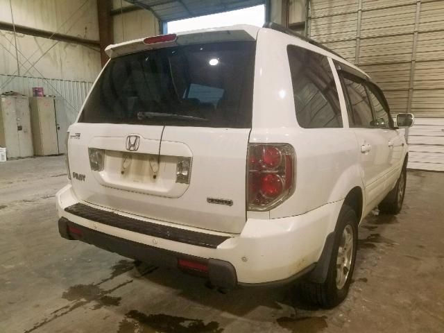 2HKYF185X7H507296 - 2007 HONDA PILOT EXL WHITE photo 4