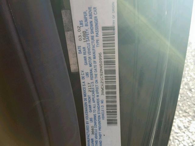 3VWCK21C92M450996 - 2002 VOLKSWAGEN NEW BEETLE Qara foto 10