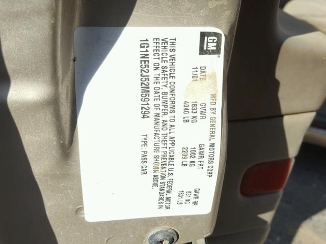 1G1NE52J52M591294 - 2002 CHEVROLET MALIBU LS თაფლისფერი ფოტო 10