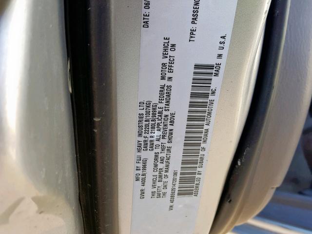 4S3BE625147201361 - 2004 SUBARU LEGACY L S SILVER photo 10