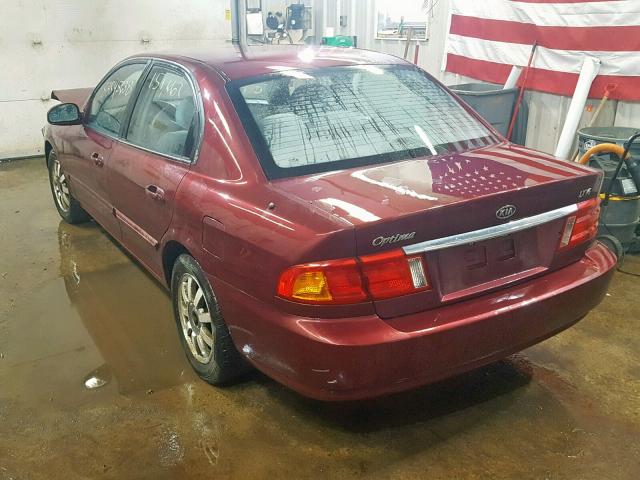 KNAGD128825129568 - 2002 KIA OPTIMA MAG MAROON photo 3