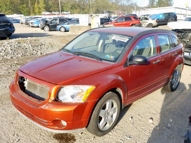 1B3HB48B37D159772 - 2007 DODGE CALIBER SX ORANGE photo 2